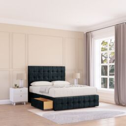 "Sloomy Berlin Divan Bed Base 2 Drawers 12"" Footboard & 26"" Struts Headboard in Black - Size: Double" - thumbnail 1