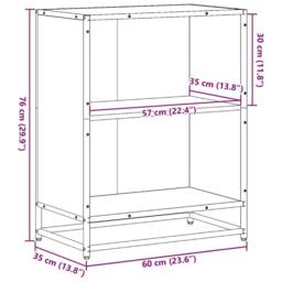 Berkfield Home Modern Book Cabinet Grey Sonoma 60x35x76 cm Engineered Wood - Size: 60 x 35 x 76 cm - thumbnail 9