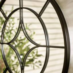 FurnitureboxUK Compass Black Medium Round Window 60cm Garden Mirror - thumbnail 3