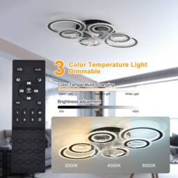NIVOR Black Smart Ceiling Fan with LED Light, 6-Speed Reversible Quiet Lamp - thumbnail 5