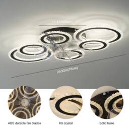 NIVOR Black Smart Ceiling Fan with LED Light, 6-Speed Reversible Quiet Lamp - thumbnail 2