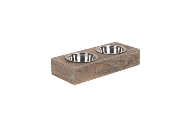 Red Hamper Wooden Dog Feeding Station in Brown - image 1