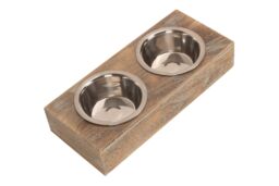 Red Hamper Wooden Dog Feeding Station in Brown - thumbnail 3