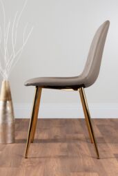 FurnitureboxUK Novara 100cm Round Tempered Glass Dining Table with Gold Legs & 4 Corona Faux Leather Chairs in Beige - thumbnail 7