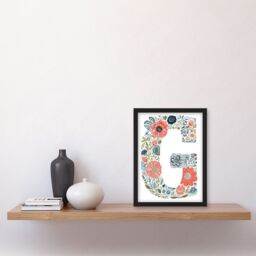 "Artery8 Women's Wall Art Print Letter G in Wildflowers Drawing Flowers Bouquet Nature Floral Word Art Framed Poster - Size: W12"" x H16""" - thumbnail 4