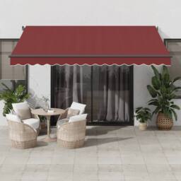 Berkfield Home Manual Retractable Awning Burgundy 400x350 cm in Black - thumbnail 1