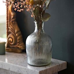 Paper High Rippled Glass Bottle Vase in Clear - Size: Large