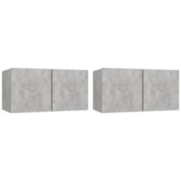 Berkfield Home Classic 4 Piece TV Cabinet Set Concrete Grey Engineered Wood - thumbnail 4
