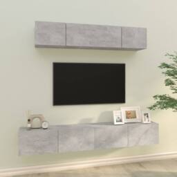 Berkfield Home Classic 4 Piece TV Cabinet Set Concrete Grey Engineered Wood - thumbnail 2
