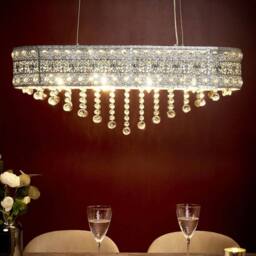 Wyld and Coco Chrome Chandelier with Faceted Crystals W86 x D23 x H120cm in Silver