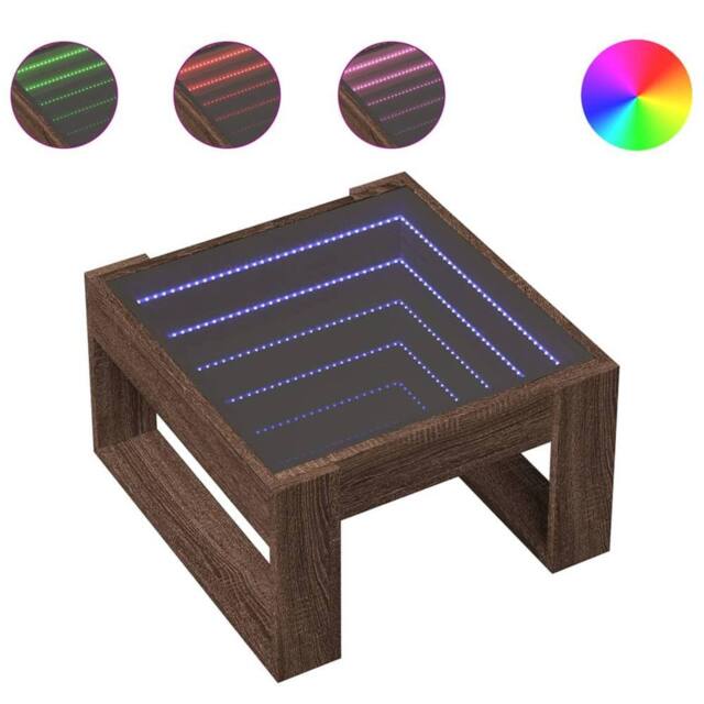 Berkfield Home Coffee Table with Infinity LED Brown Oak 50x53x30 cm - Size: 50 x 53 x 30 cm - image 1