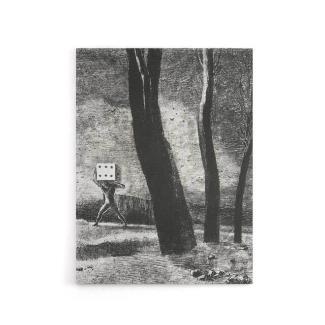 "Artery8 The Gambler Charcoal Painting Redon Vintage Canvas Wall Art in Grey - Size: W18"" x H24""" - image 1