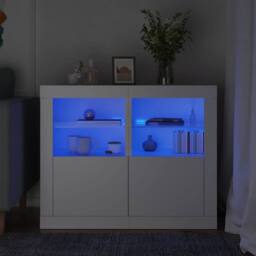 Berkfield Home Side Cabinets with LED Lights 2 pcs White Engineered Wood - thumbnail 2