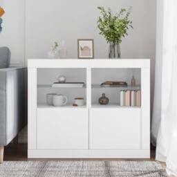 Berkfield Home Side Cabinets with LED Lights 2 pcs White Engineered Wood - thumbnail 1