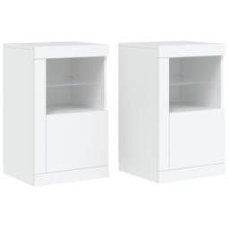 Berkfield Home Side Cabinets with LED Lights 2 pcs White Engineered Wood - thumbnail 3