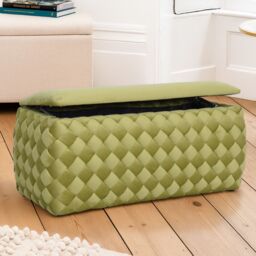 Artemis Home Plumeo Large Velvet Storage Ottoman in Green - thumbnail 1