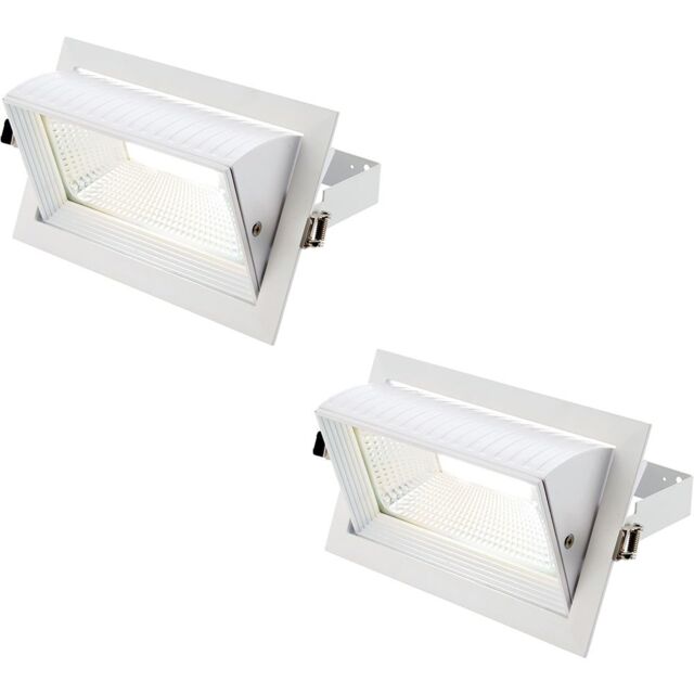 Loops 2 PACK Fully Adjustable Ceiling Downlight - 35W Cool White LED - Matt White - image 1