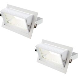 Loops 2 PACK Fully Adjustable Ceiling Downlight - 35W Cool White LED - Matt White - thumbnail 1