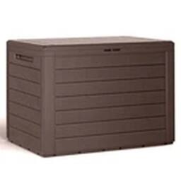 Hinsinc BROWN 280L Tool Storage Box Wood Design Plastic Chest With Lid - thumbnail 3