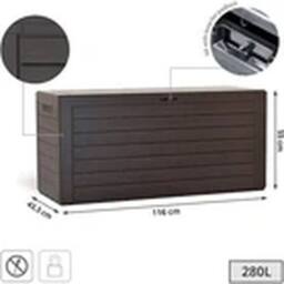 Hinsinc BROWN 280L Tool Storage Box Wood Design Plastic Chest With Lid - thumbnail 4