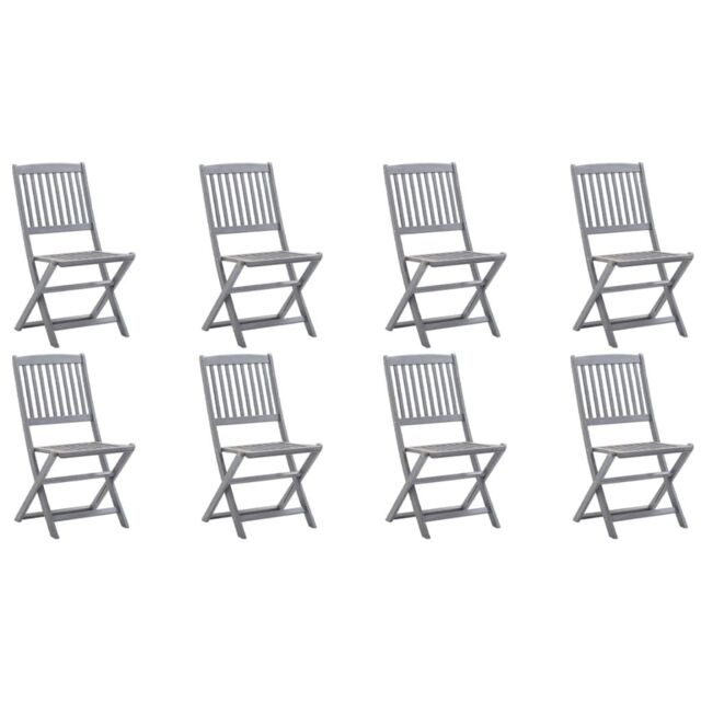Berkfield Home Folding Outdoor Chairs 8 pcs Solid Acacia Wood in Grey - image 1