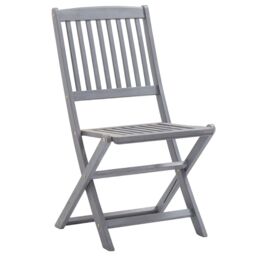 Berkfield Home Folding Outdoor Chairs 8 pcs Solid Acacia Wood in Grey - thumbnail 2