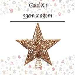 VFM e-Store Christmas Star Tree Decoration 33cm x 29cm Gold X 1 - Size: 33 cm x 29 cm - thumbnail 2