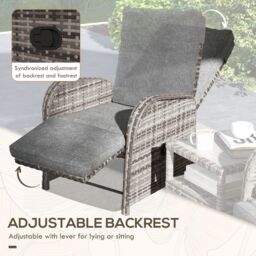 OUTSUNNY 3 PCs Rattan Chaise Lounge Sofa Set w/ Cushion for Patio Yard Porch in Brown - thumbnail 6