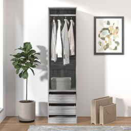 Berkfield Home Wardrobe with Drawers Grey Sonoma 50x50x200 cm Engineered Wood - Size: 50 x 50 x 200 cm - thumbnail 6