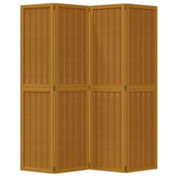 Berkfield Home Room Divider 4 Panels Brown Solid Wood Paulownia - thumbnail 4