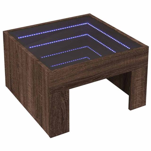 Berkfield Home Decorative Coffee Table with Infinity LED Brown Oak 50x50x30 cm - Size: 50 x 50 x 30 cm - image 1