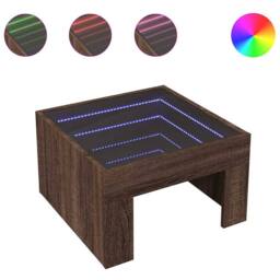 Berkfield Home Decorative Coffee Table with Infinity LED Brown Oak 50x50x30 cm - Size: 50 x 50 x 30 cm - thumbnail 3