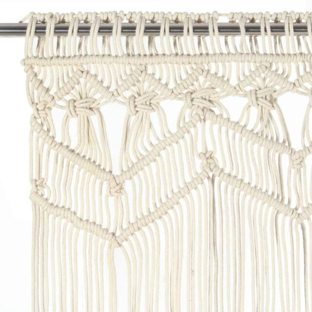 Berkfield Home Macrame Curtain 140x240 cm Cotton in Cream - image 1