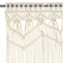 Berkfield Home Macrame Curtain 140x240 cm Cotton in Cream - thumbnail 1