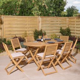 Rowlinsons Ashdown Eight Seater Oval Wooden Dining Set in Brown