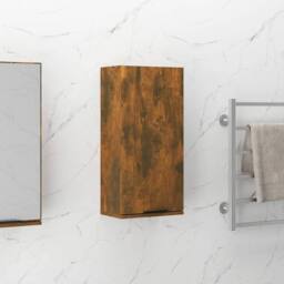 Berkfield Home Wall-mounted Bathroom Cabinet Smoked Oak 32x20x67 cm in Brown - Size: 32 x 20 x 67 cm - thumbnail 2