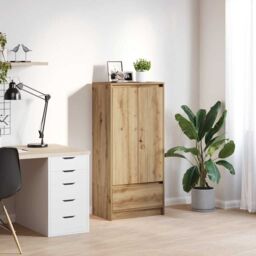 Berkfield Home Cabinet with Drawer Artisan Oak 55.5x34x119.5 cm Engineered Wood in Brown - thumbnail 1