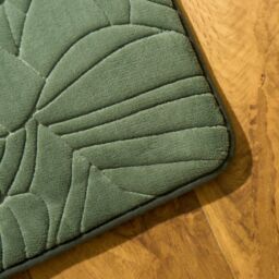 OHS Leaf Bath Mat Bathroom Shower Non-Slip Toilet Memory Foam Thick Absorbent Rug in Green - thumbnail 3