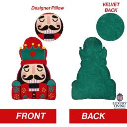 Luxury Living Nutcracker Festive Embroidered Christmas Cushion in Red - Size: 50 cm x 35 cm - thumbnail 3