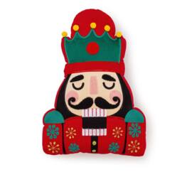 Luxury Living Nutcracker Festive Embroidered Christmas Cushion in Red - Size: 50 cm x 35 cm - thumbnail 1