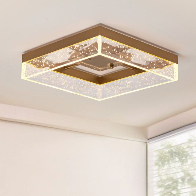 "Garwarm Itohan 11.81"" Square Dimmable LED Flush Mount in Gold" - image 1
