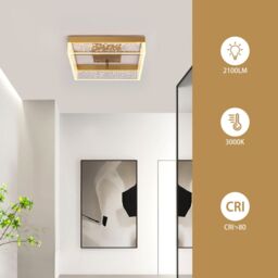 "Garwarm Itohan 11.81"" Square Dimmable LED Flush Mount in Gold" - thumbnail 9