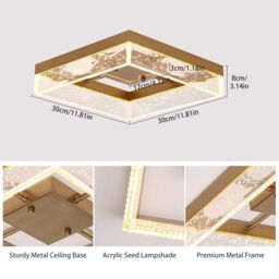 "Garwarm Itohan 11.81"" Square Dimmable LED Flush Mount in Gold" - thumbnail 8