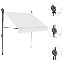 Berkfield Home Manual Retractable Awning with LED 100 cm Cream in Beige - thumbnail 3