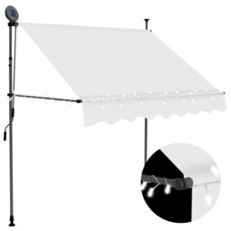 Berkfield Home Manual Retractable Awning with LED 100 cm Cream in Beige - thumbnail 1