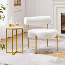 EONLION White Fabric Chair with Seat & Legs - Size: 100 cm