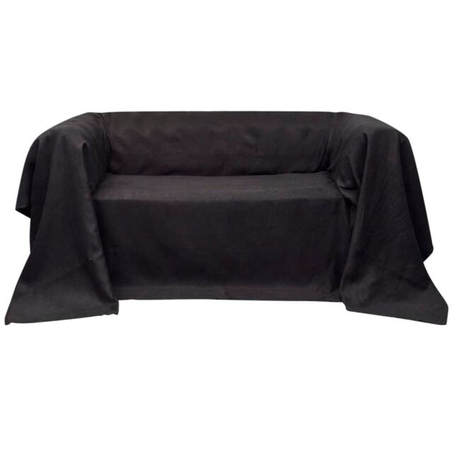 Berkfield Home Micro-suede Couch Slipcover Anthracite 270 x 350 cm in Black - image 1
