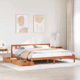 Berkfield Home Bed Frame without Mattress Wax Brown 200x200 cm Solid Wood Pine - thumbnail 1
