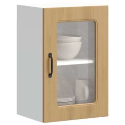 Berkfield Home Kitchen Wall Cabinet with Glass Door Kalmar Artisan Oak Engineered Wood in Brown - thumbnail 1