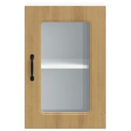 Berkfield Home Kitchen Wall Cabinet with Glass Door Kalmar Artisan Oak Engineered Wood in Brown - thumbnail 6